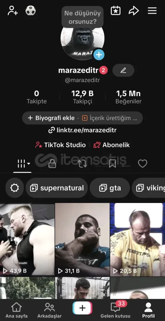 ✅12.9k takipçi 1.5m beğenili tiktok hesabı✅