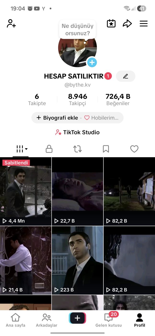 8.9K Takipçili / 726K Beğenili - 4.4 Milyon İzlenmeli Aktif TikTok Hesabı
